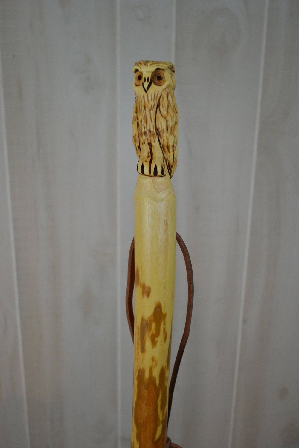 Walking Stick w/ Owl Carving