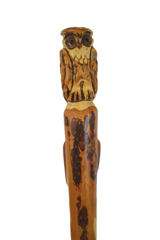 Walking Stick w/ Owl Carving