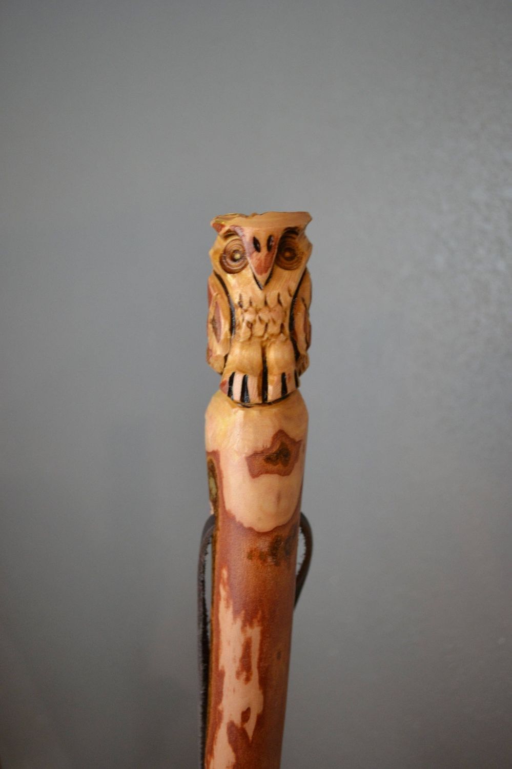 Walking Stick w/ Owl Carving