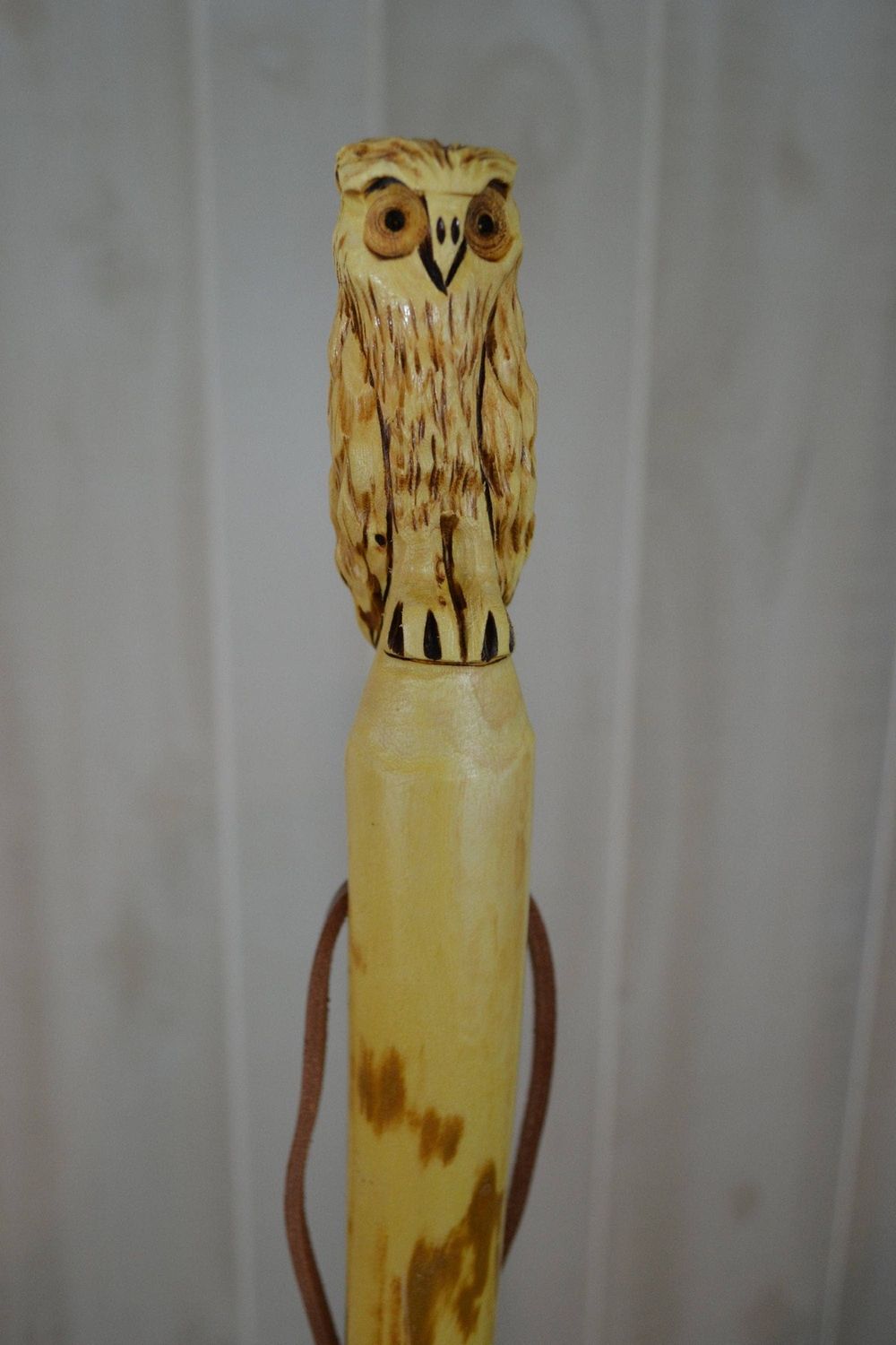 Walking Stick w/ Owl Carving