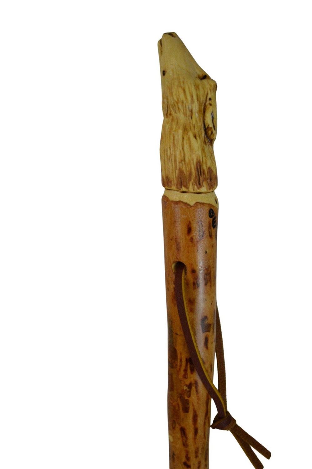 Wolf Head Carving in walking stick