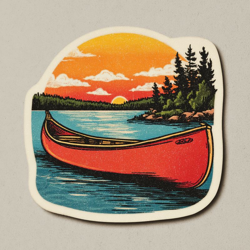 Sunset Canoe Printed Die Cut Sticker
