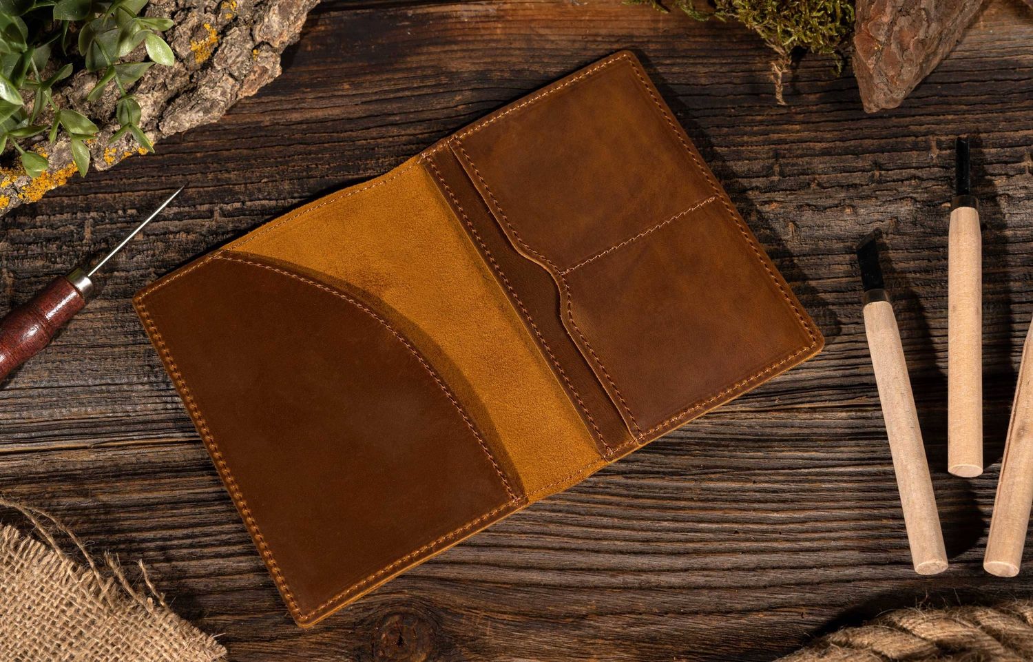 Passport Cover, Genuine Leather Passport Holder Case, Color: Brown