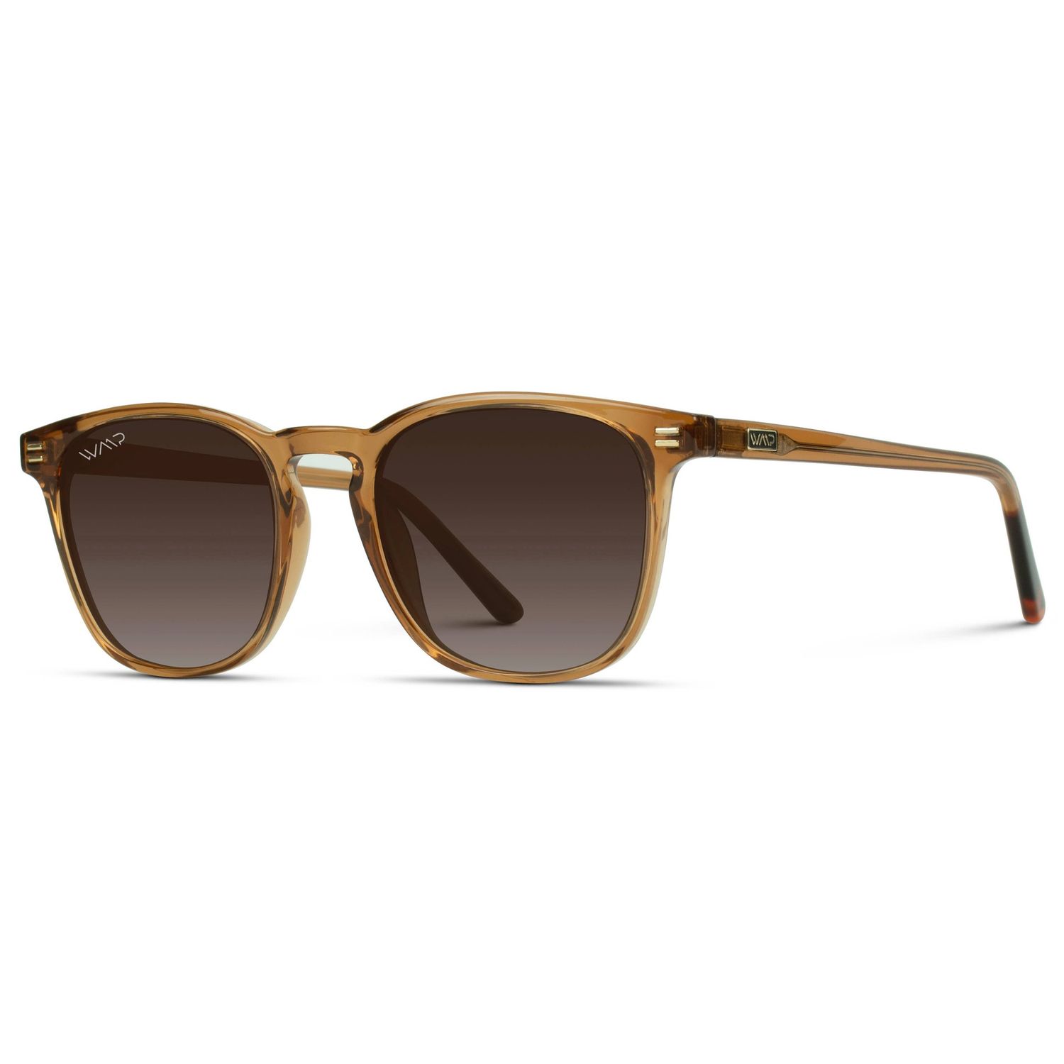 Nick - Square Polarized Sunglasses, Color: Crystal Brown / Brown Gradient Lens