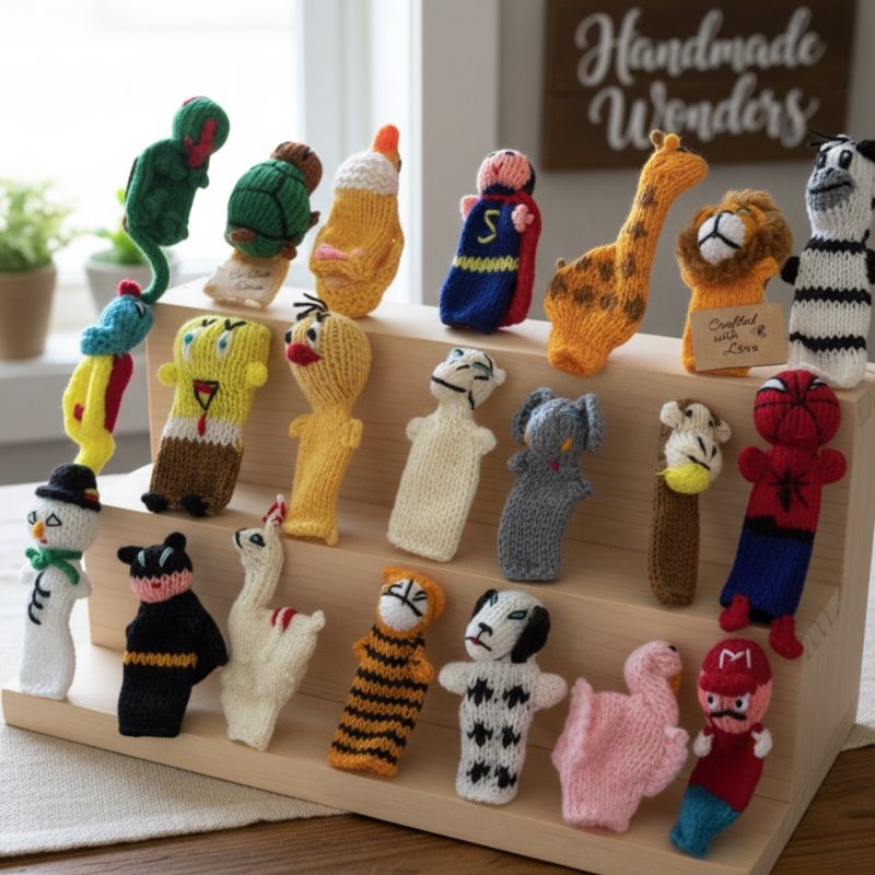 Baby Finger Puppets, Hand knitted, Assorted figurines kids
