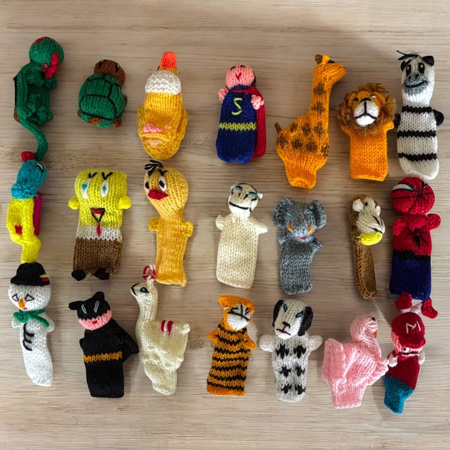 Baby Finger Puppets, Hand knitted, Assorted figurines kids