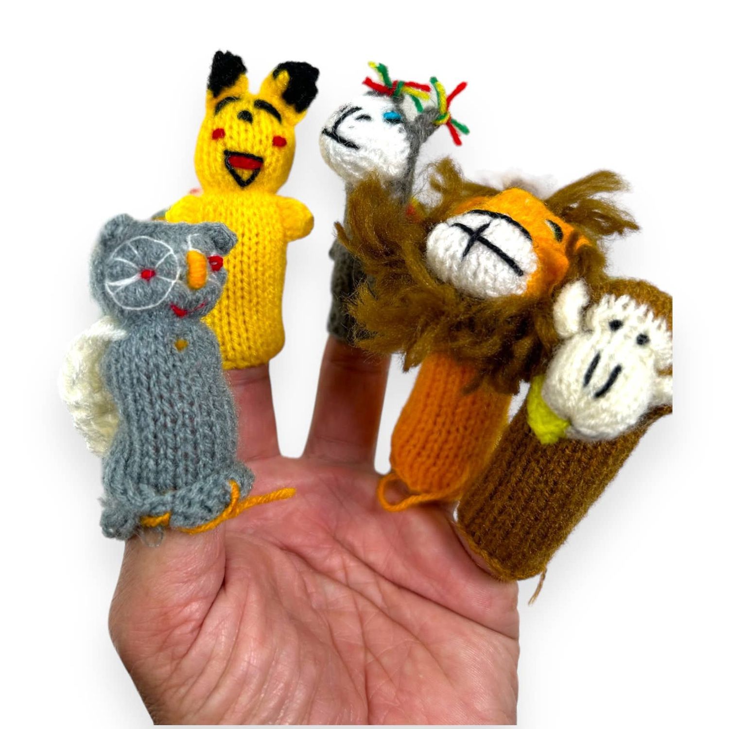 Baby Finger Puppets, Hand knitted, Assorted figurines kids