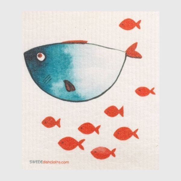 Swedish Dishcloth Blue Fish Momma
