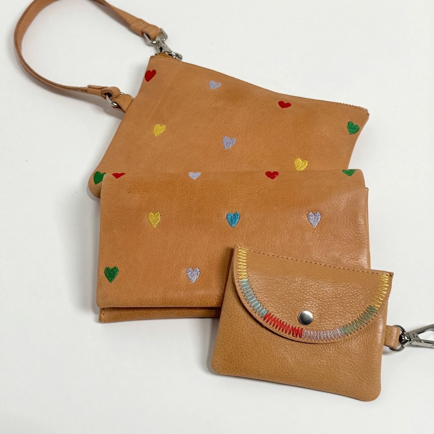 Leather Stitch Detail Mini Snap Pouch