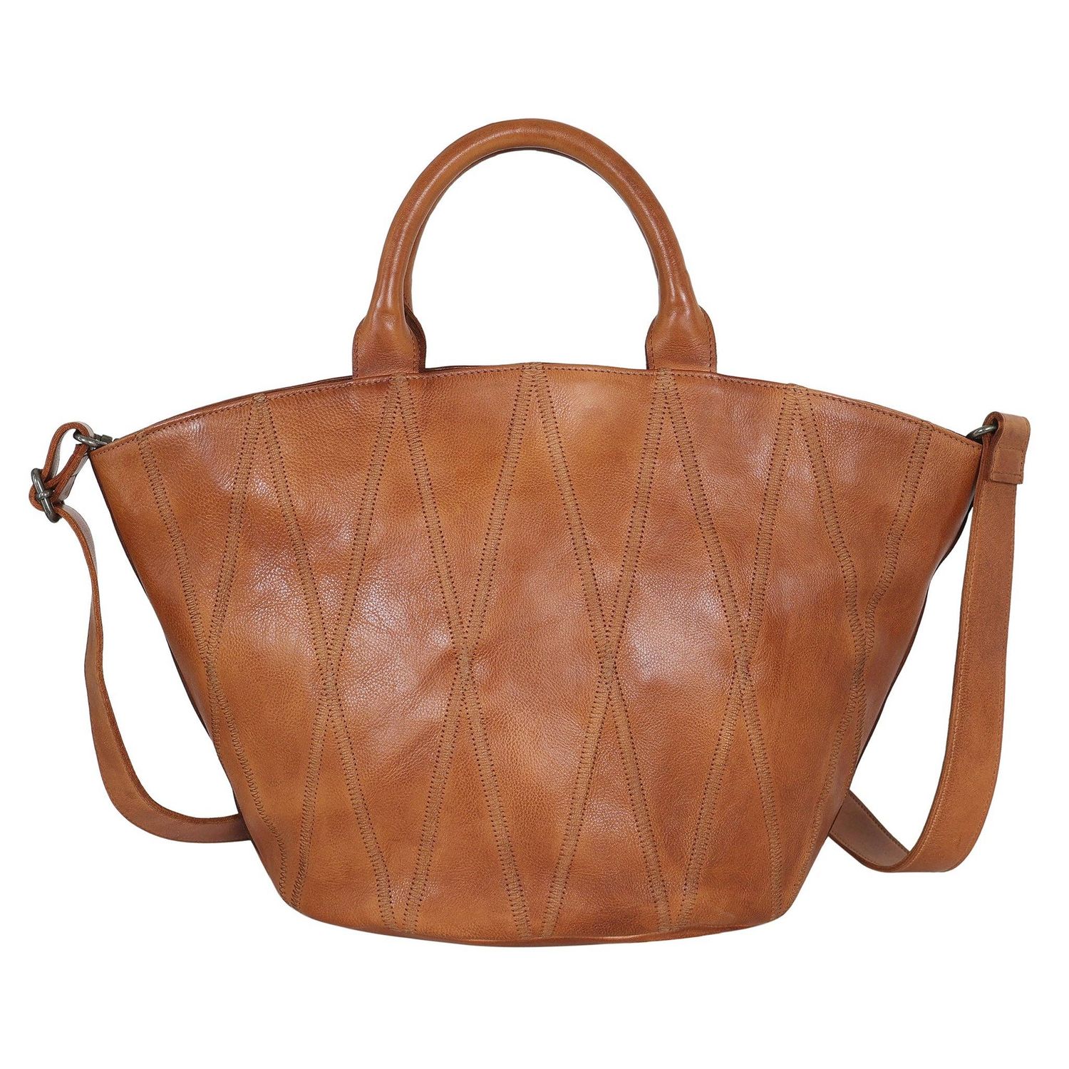 Claudia Diamond Leather Crossbody Bag, Color: Cognac