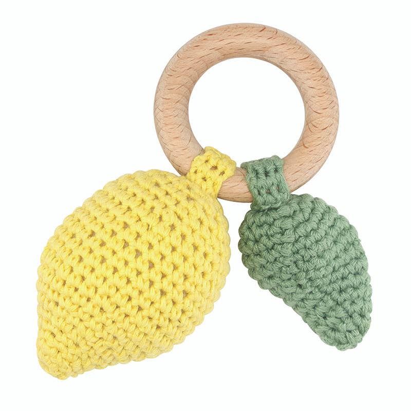 Knit Rattle - Lemon, Size: 4.5" H x 4.5"  W
