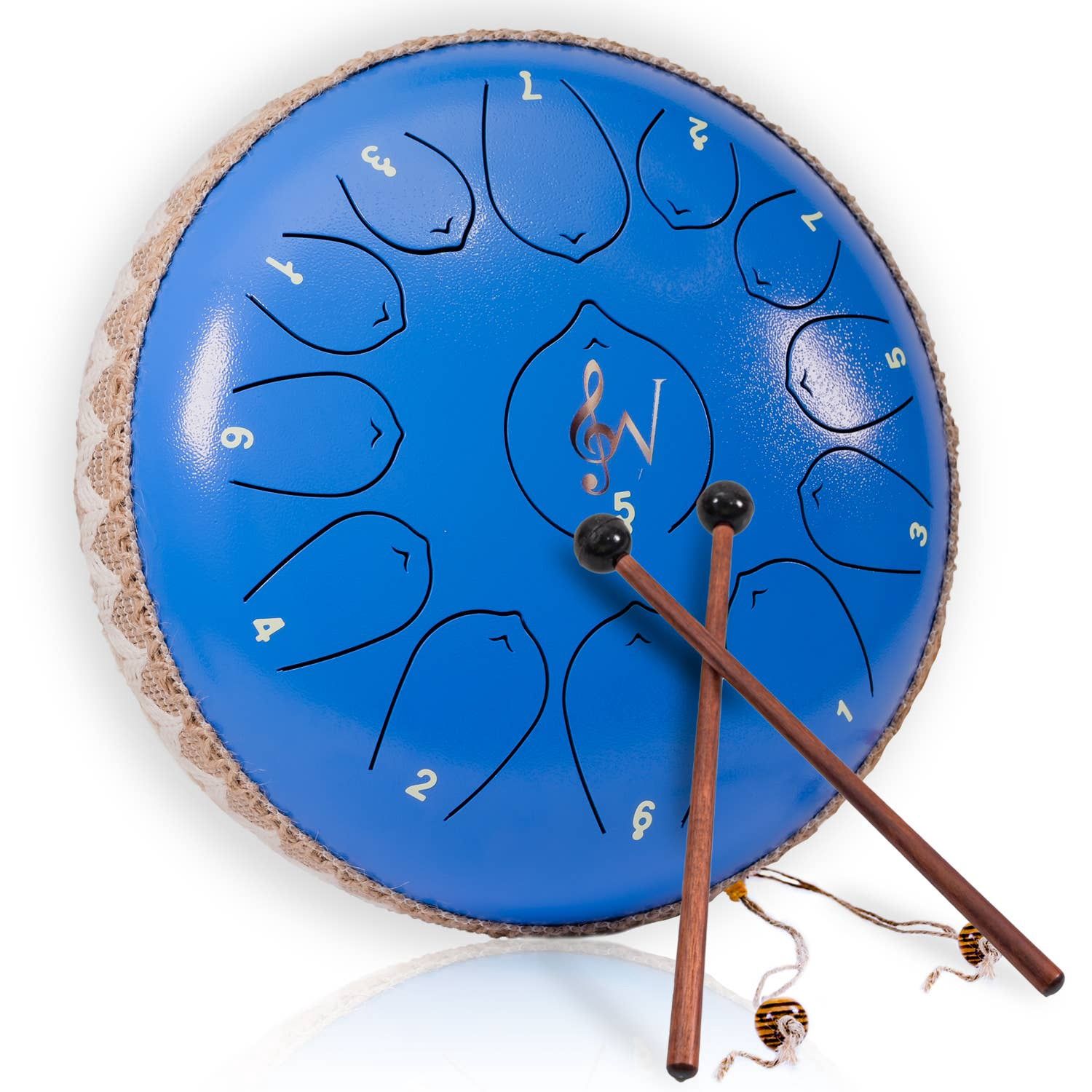 12-Inch Steel Tongue Drum - 13 Notes - Rain Drum - Blue