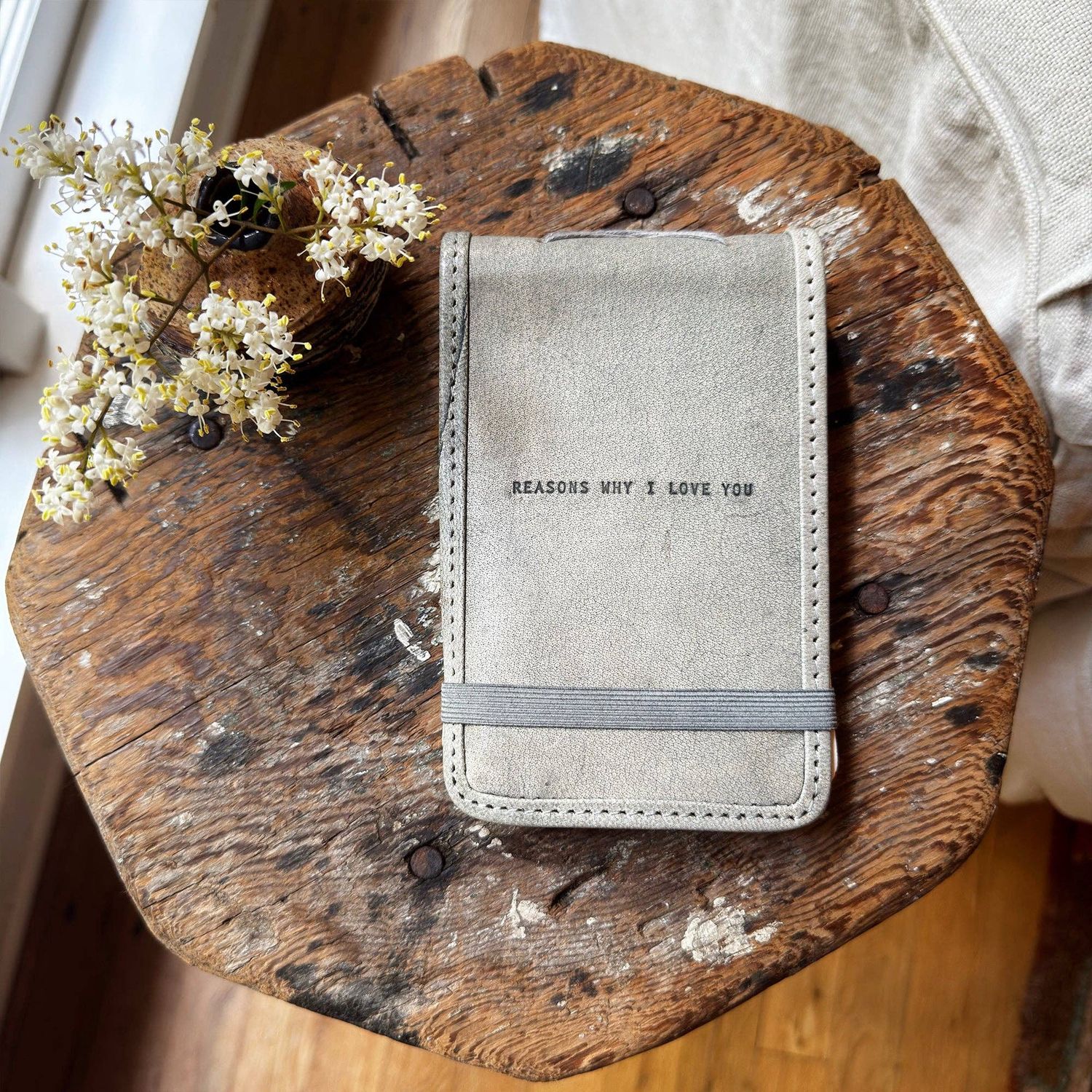 Mini Reasons Why I Love You Leather Journal - Stone