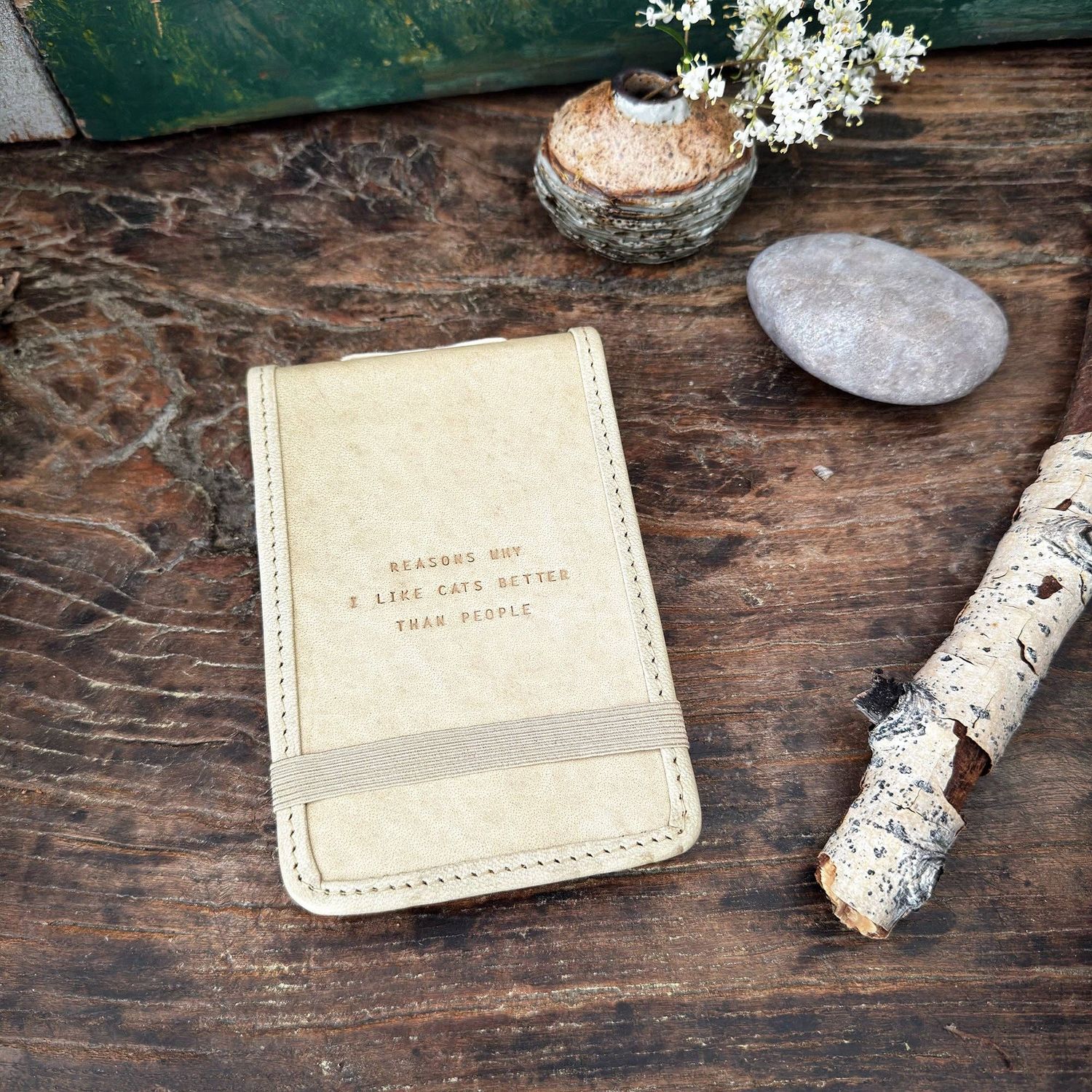 Mini Reasons Why I Like Cats Leather Journal in Honey
