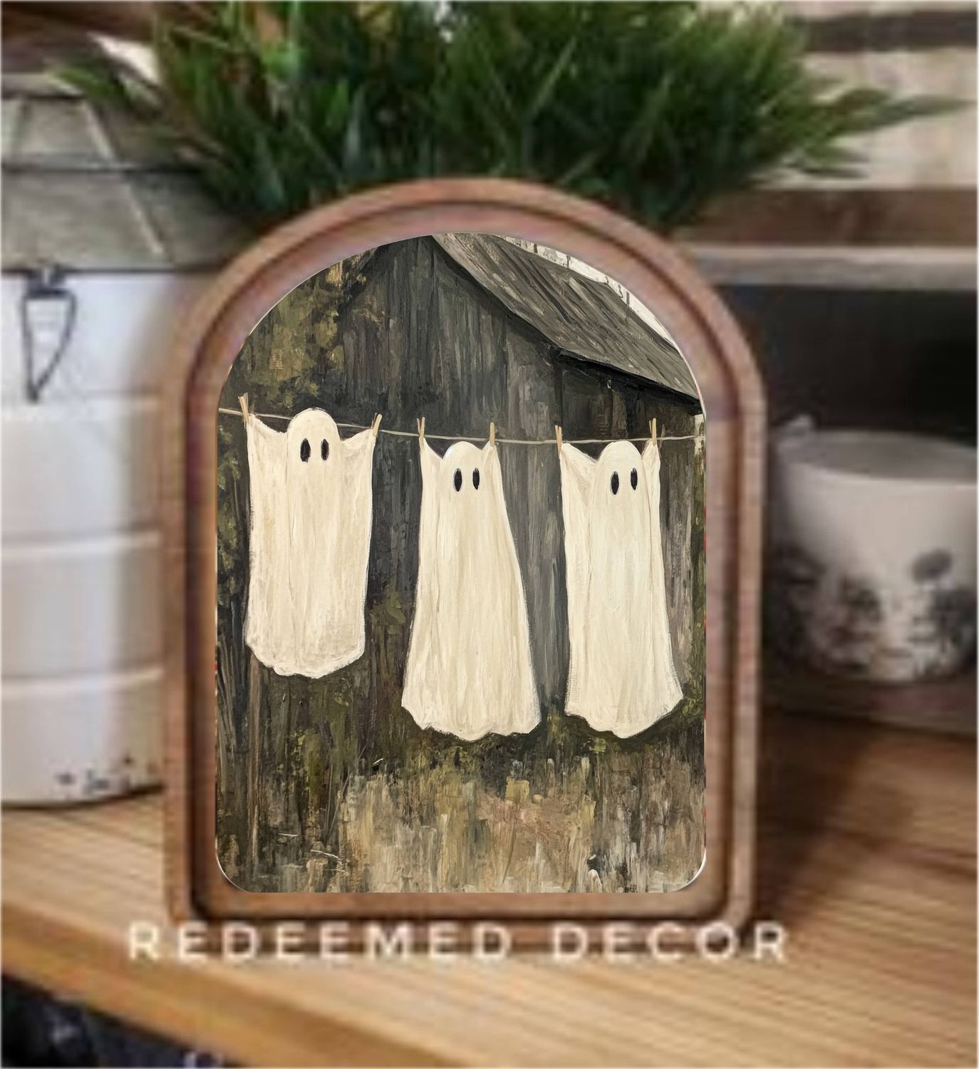 Arch Top Framed Art, Style: Ghost