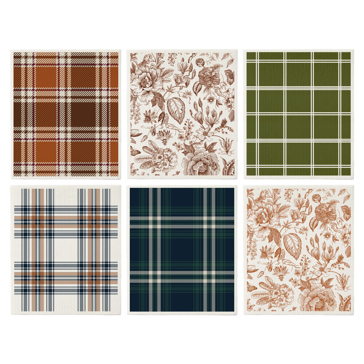 Fall Pattern Swedish Dishcloths, Style: Orange &amp; Brown Plaid