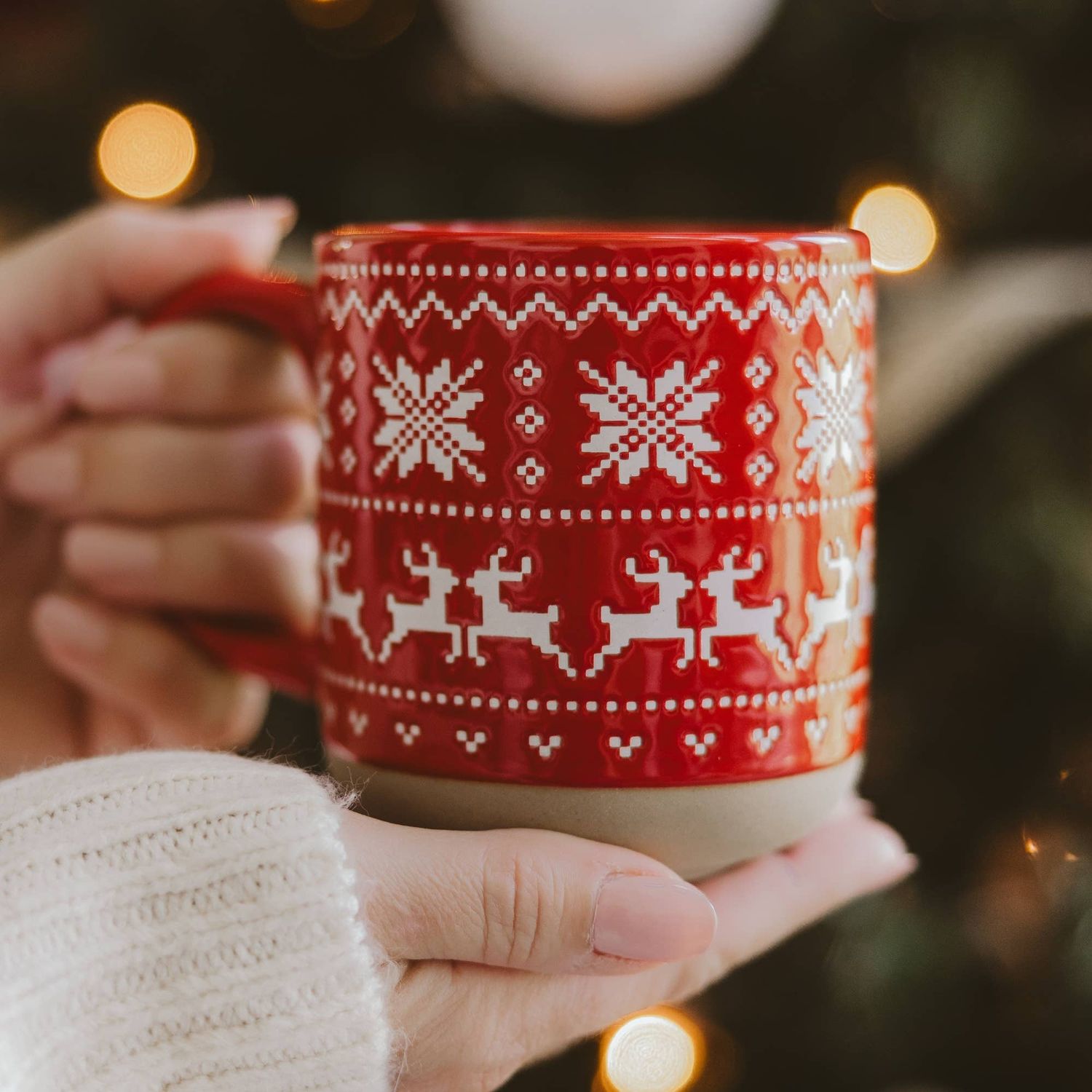 Red Fair Isle Sweater Stoneware Coffee Mug