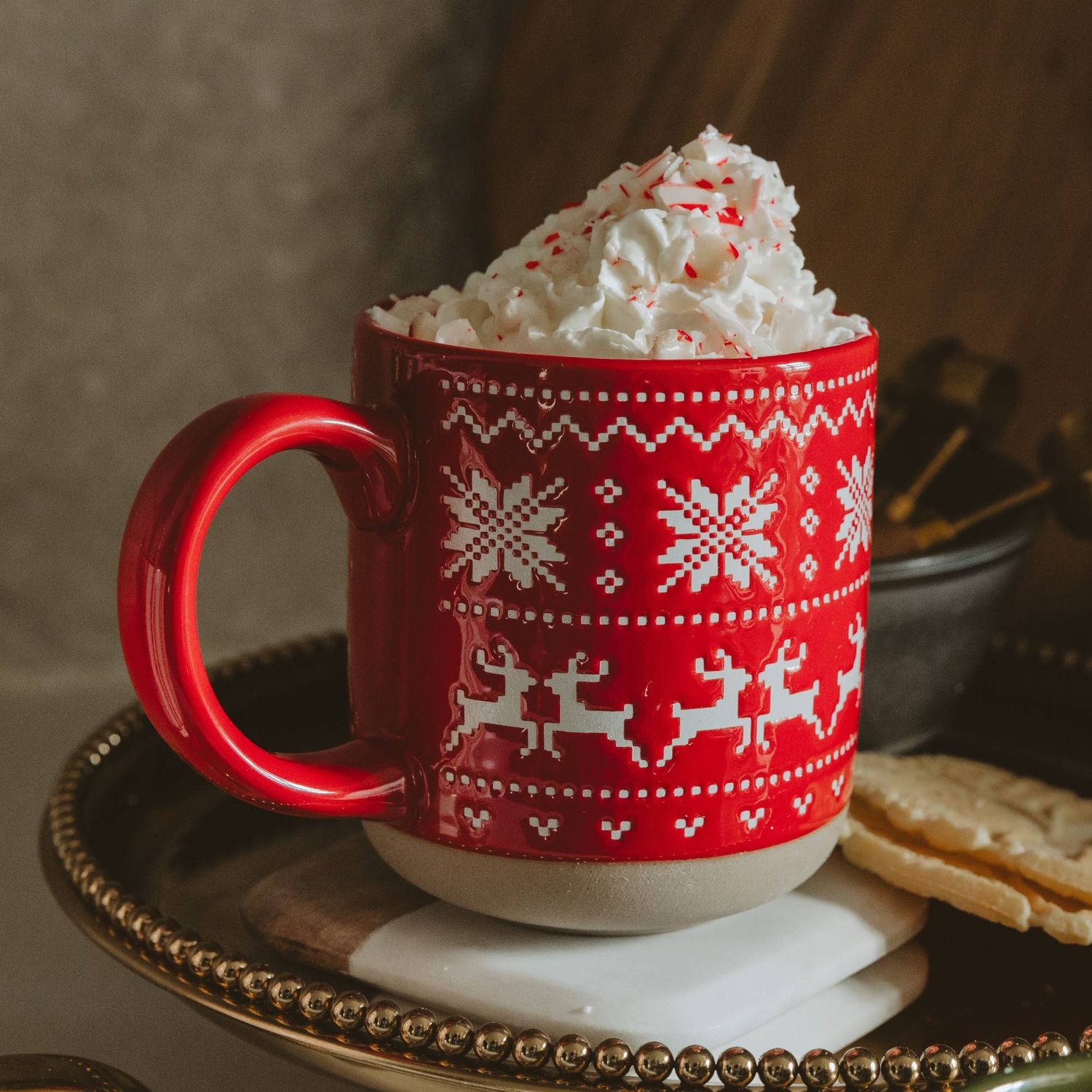 Red Fair Isle Sweater Stoneware Coffee Mug