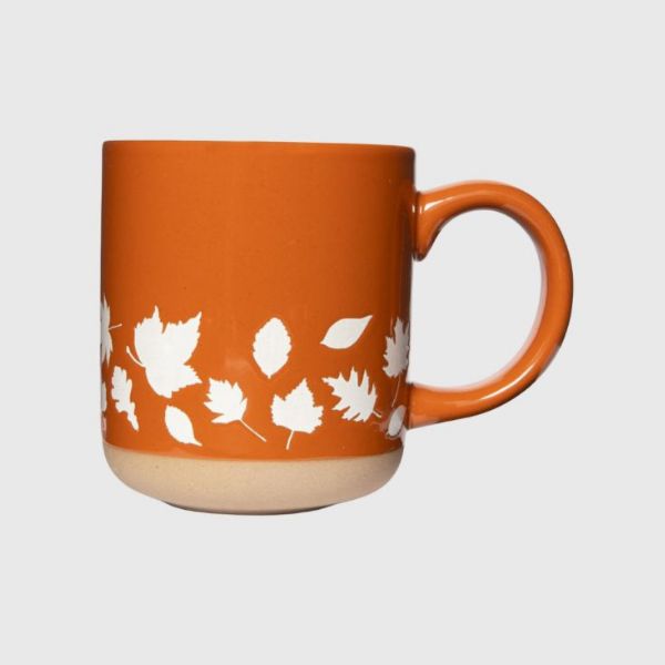 Fall Leaves Orange Stoneware Coffee Mug
