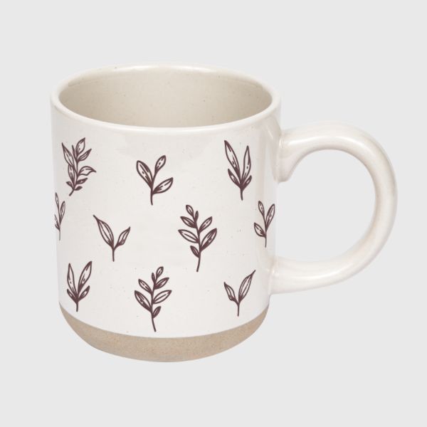 Brown Leaves Stoneware Coffee Mug