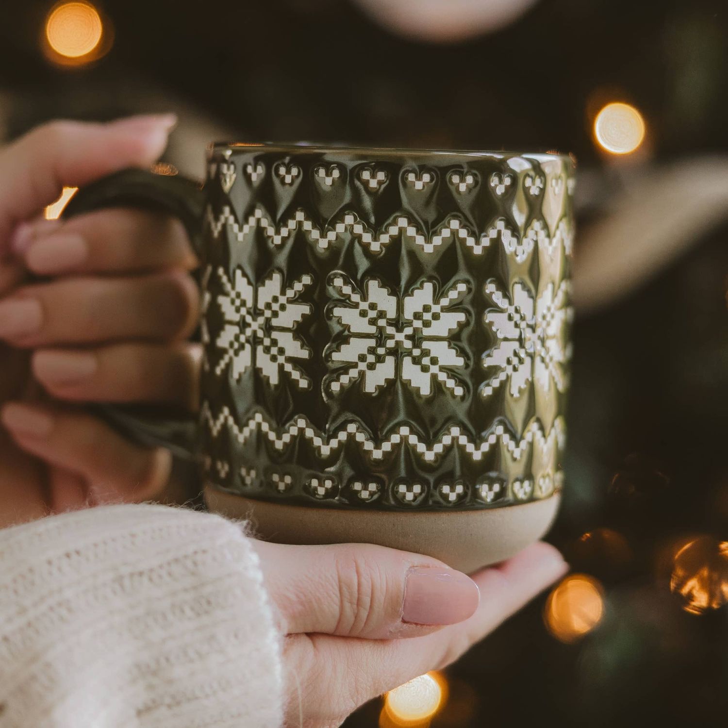 Green Fair Isle Sweater Stoneware Coffee Mug
