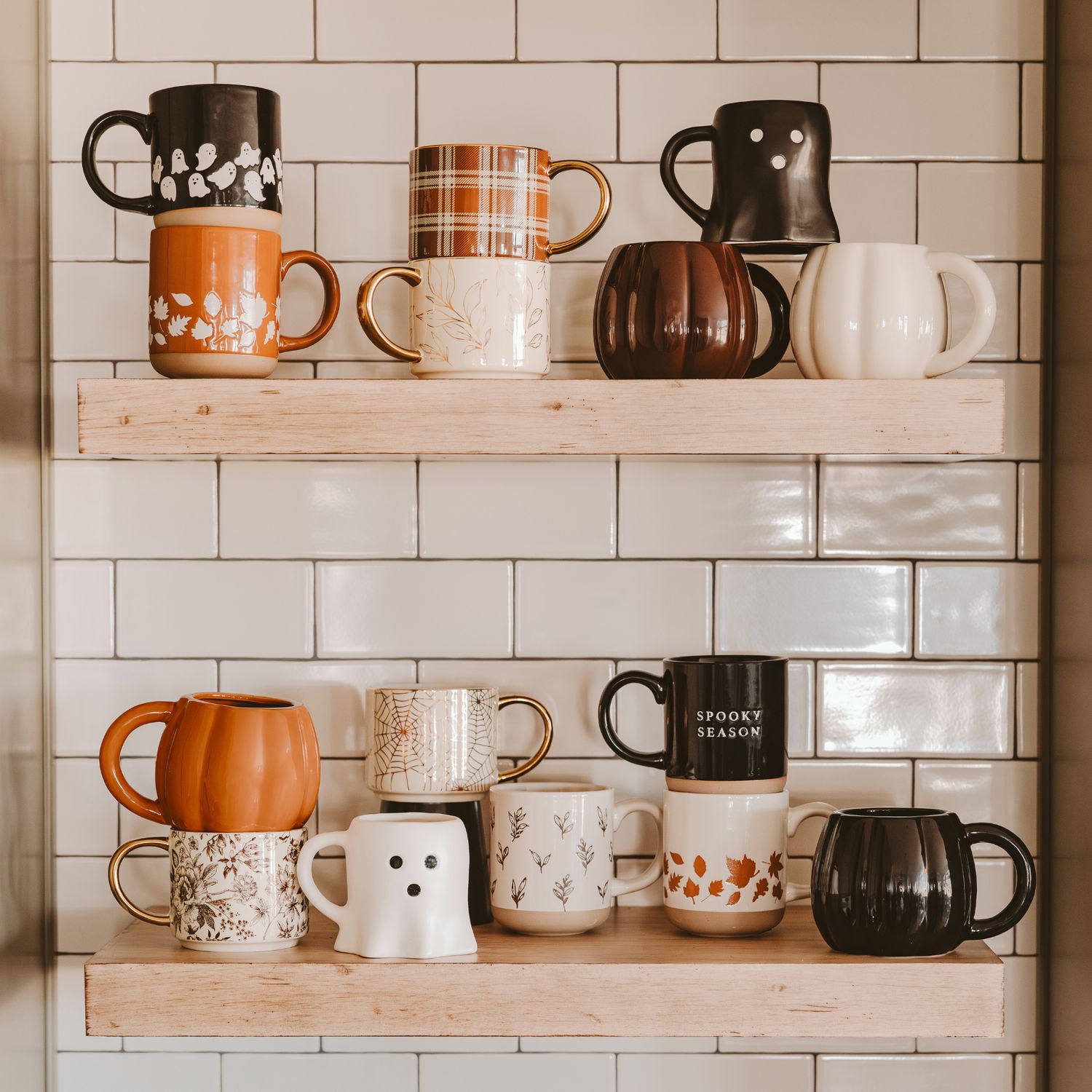 Orange Leaves Stoneware Coffee Mug