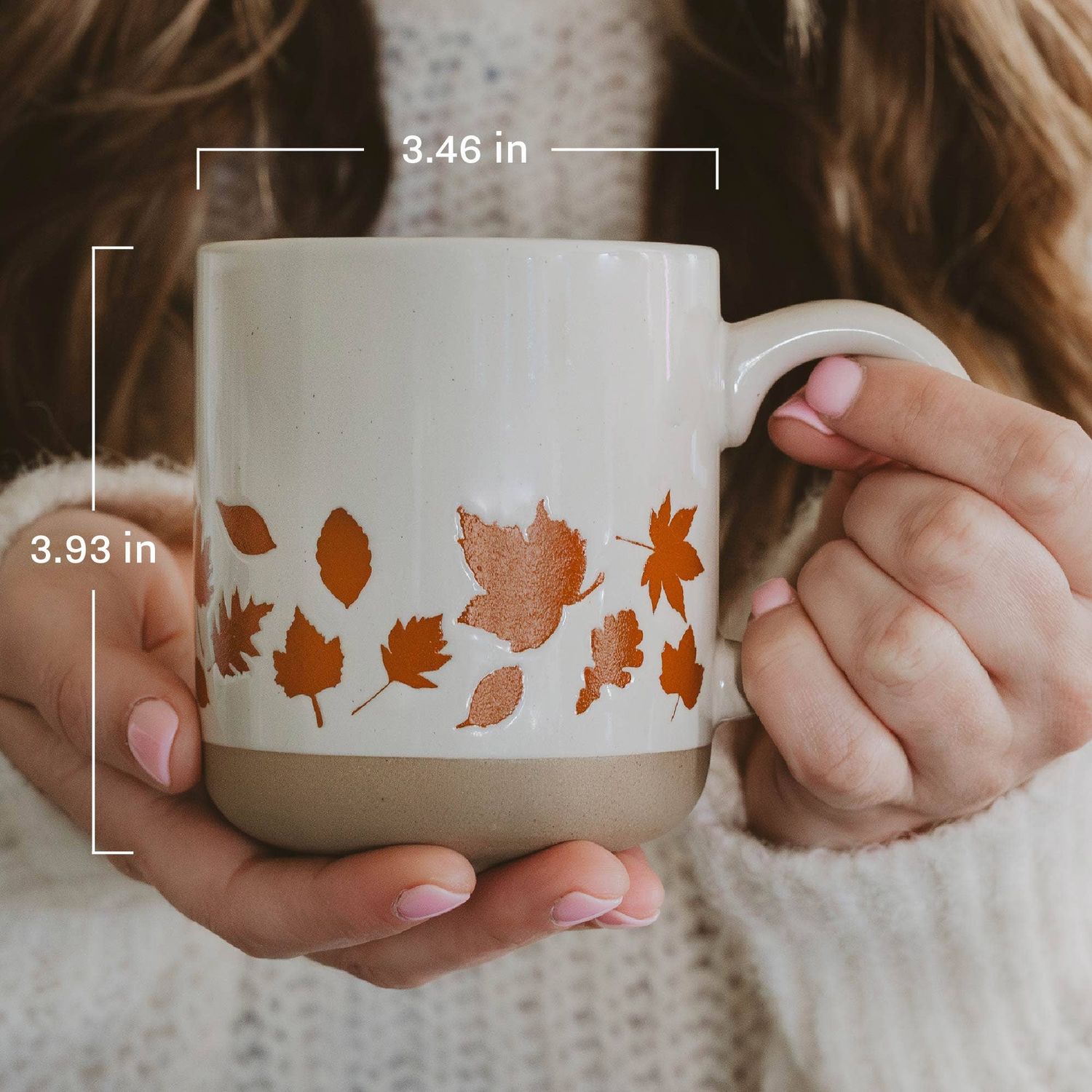 Orange Leaves Stoneware Coffee Mug