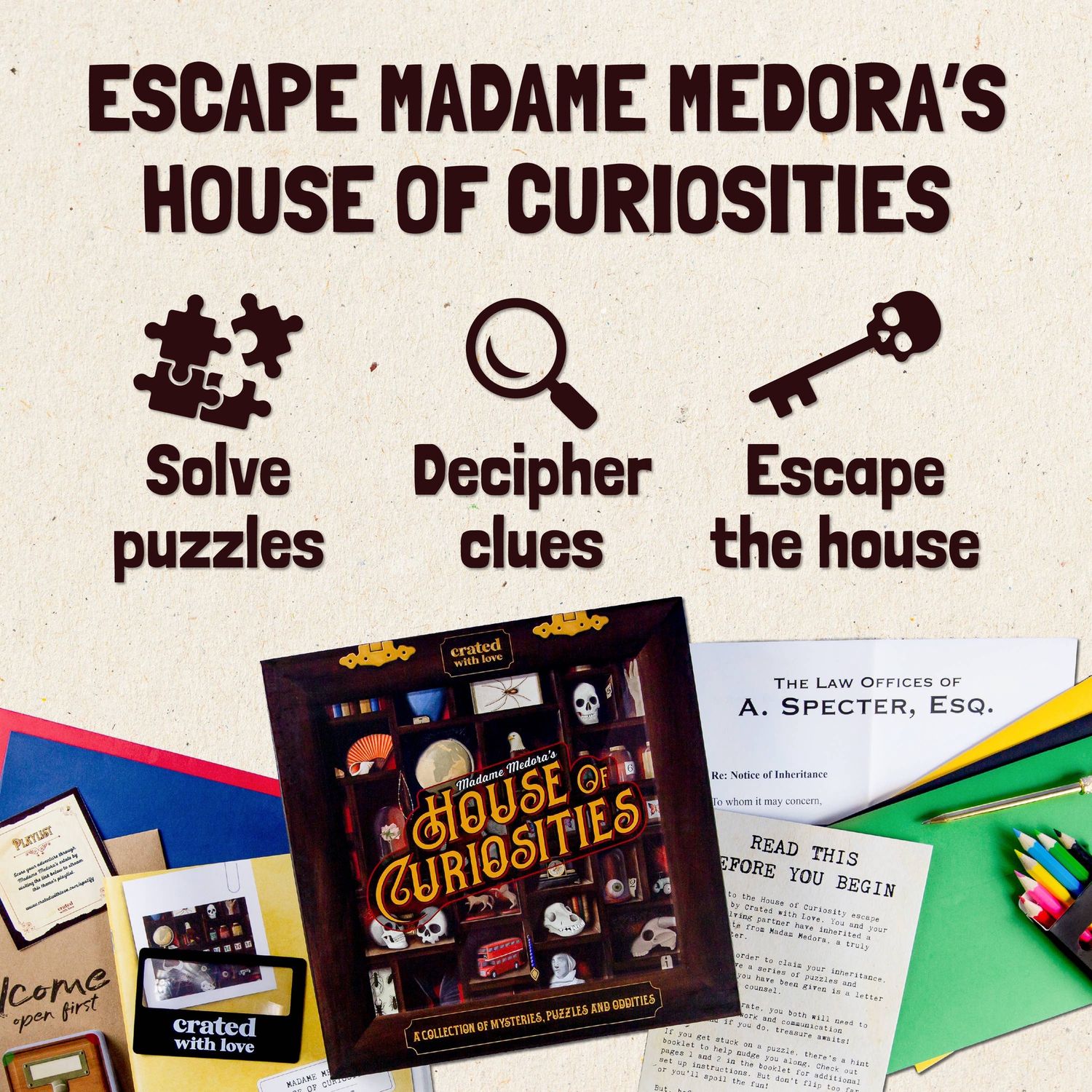Madame Medora's House of Curiosities Escape - Room Board Game