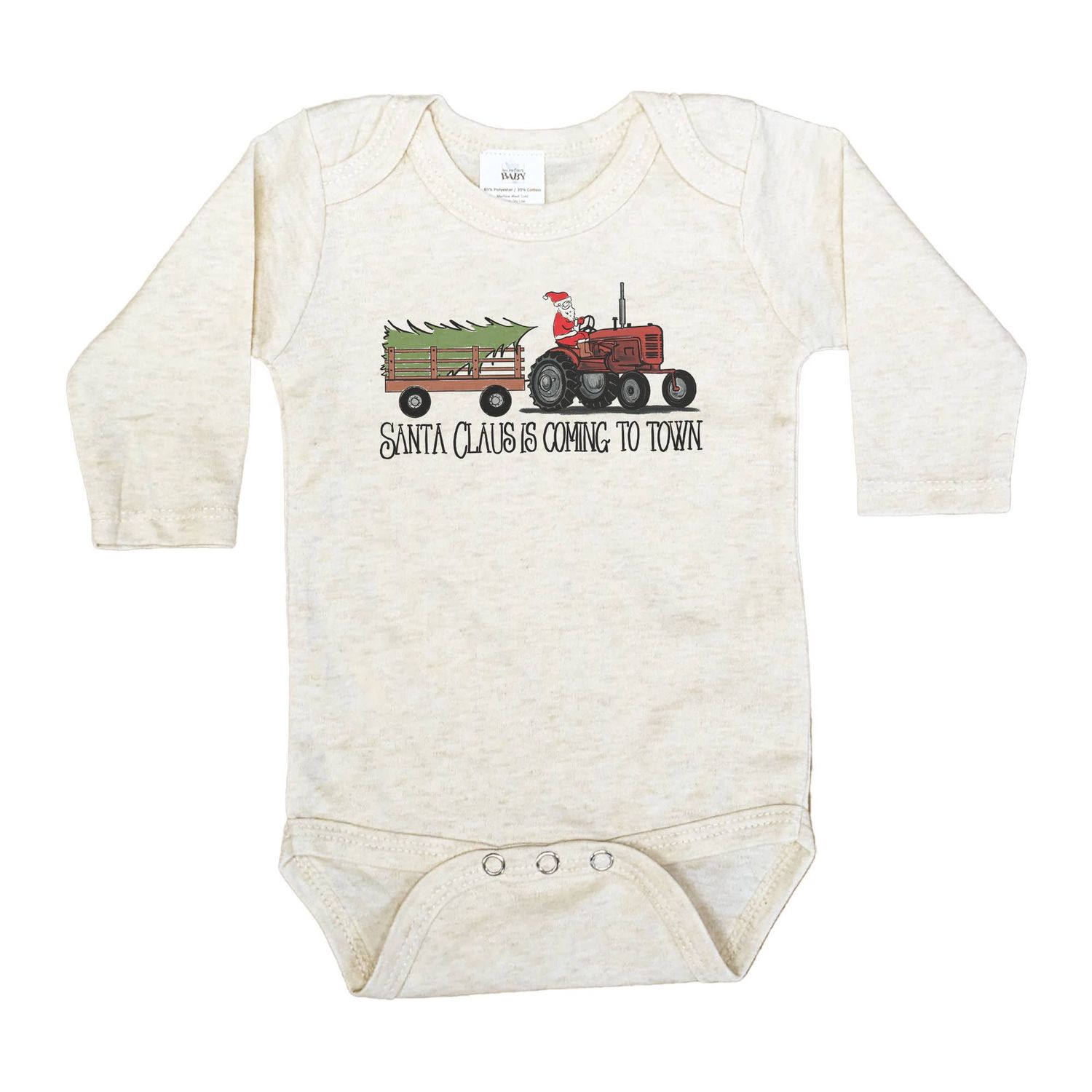 ChristmasTractor Baby Bodysuit, Size: 0-3 months, Style: Long Sleeves