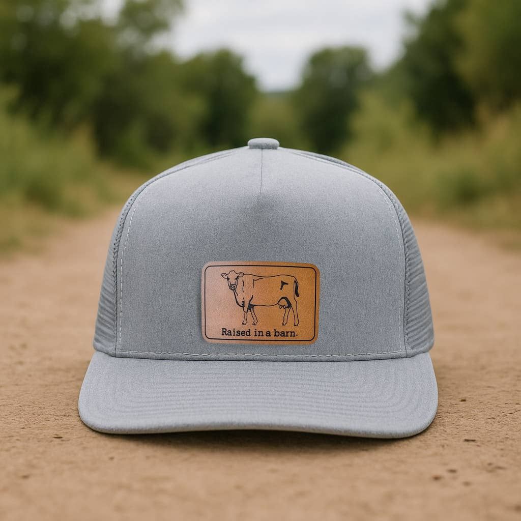 Raised in a barn Cow Country Western Farm Kids Trucker Hat