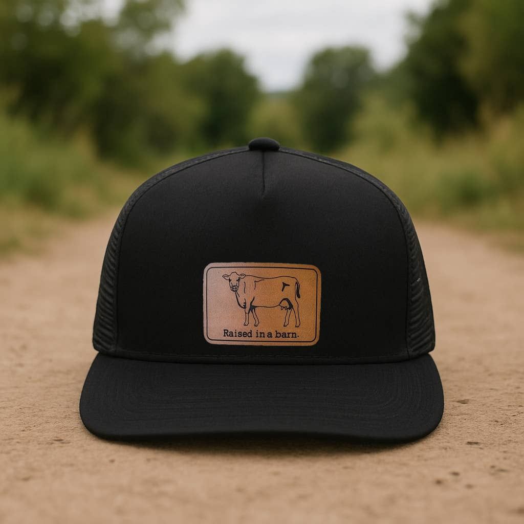 Raised in a barn Cow Country Western Farm Kids Trucker Hat