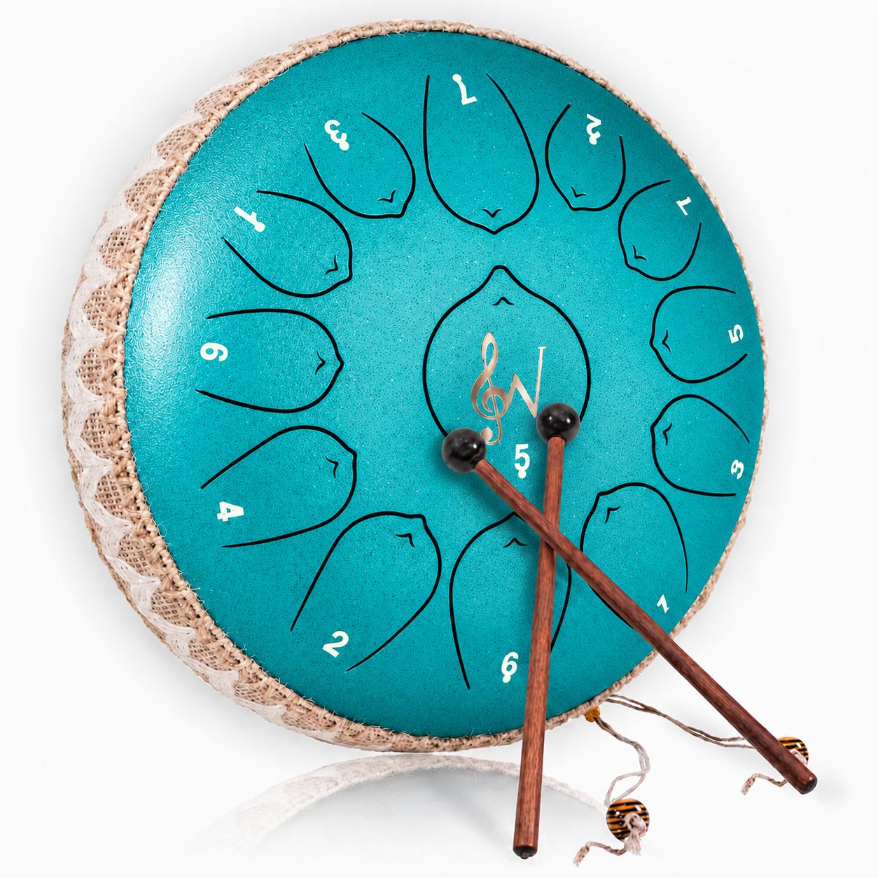 12-Inch Steel Tongue Drum - 13 Notes - Rain Drum - Malachite