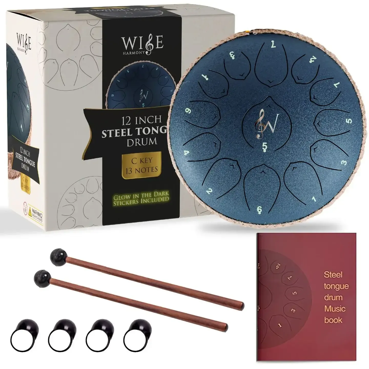 12-Inch Steel Tongue Drum - 13 Notes - Rain Drum - Metal