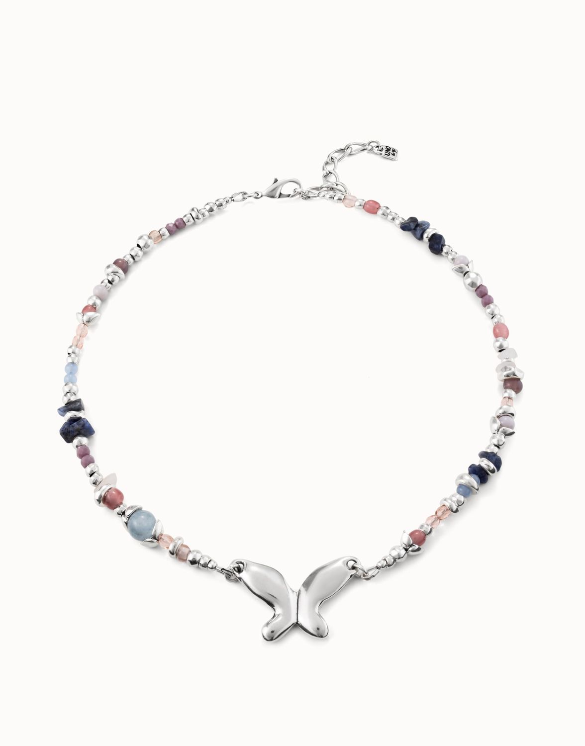Uno De 50 Necklaces, Color: Silver, Style: Short Beaded Necklace With Butterfly