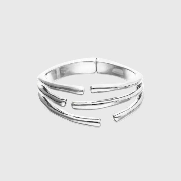 Bangle Bracelet With Multiple Intertwined Organic Shapes