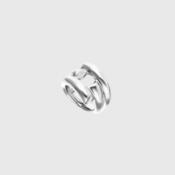 Ring With Four Intertwined Organic Shapes
