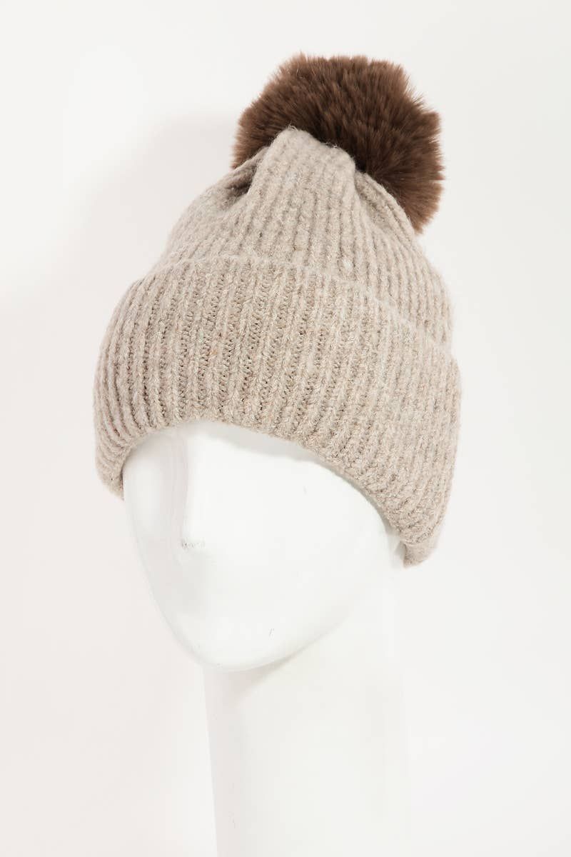 Pom Ribbed Extra Soft Beanie