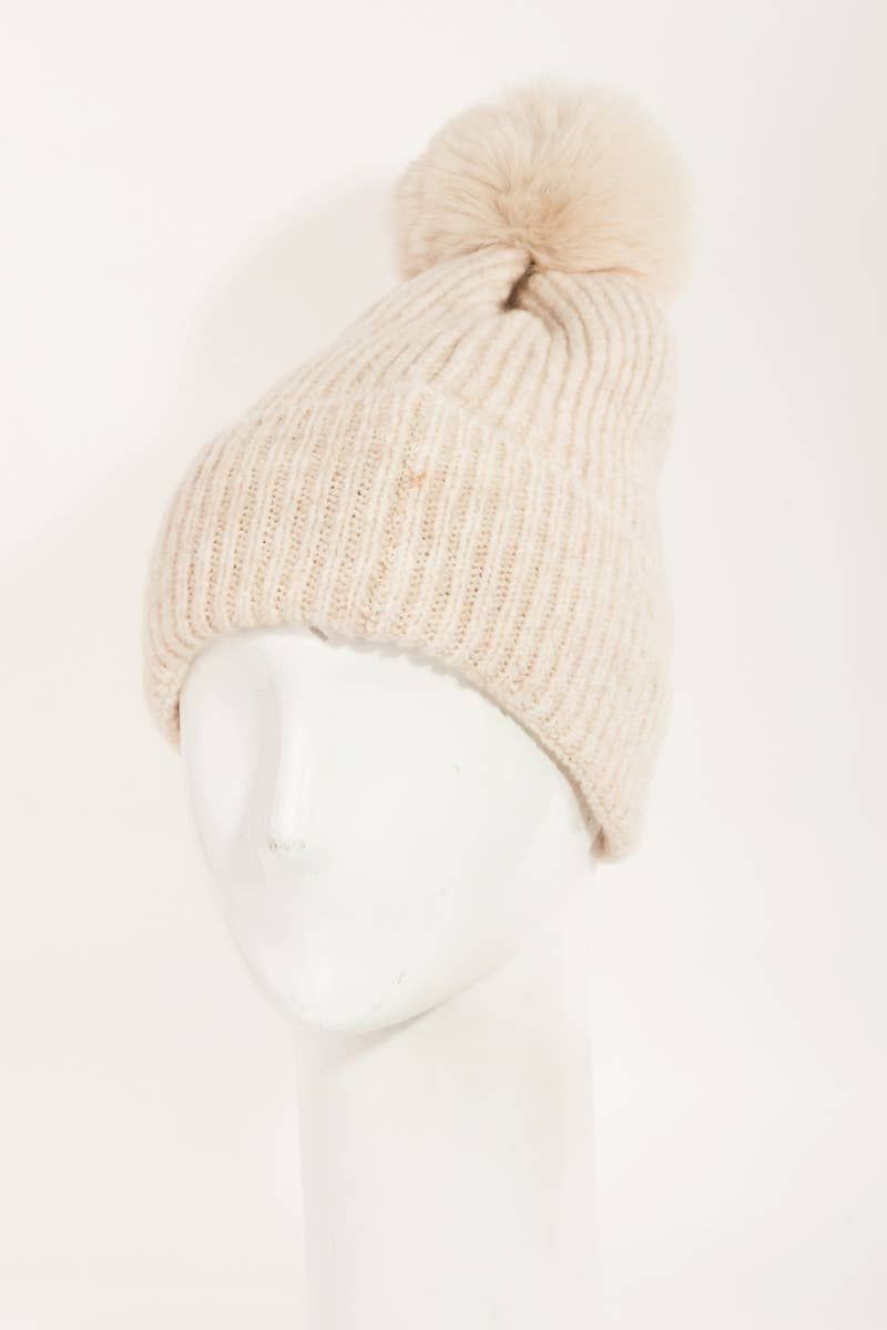 Pom Ribbed Extra Soft Beanie