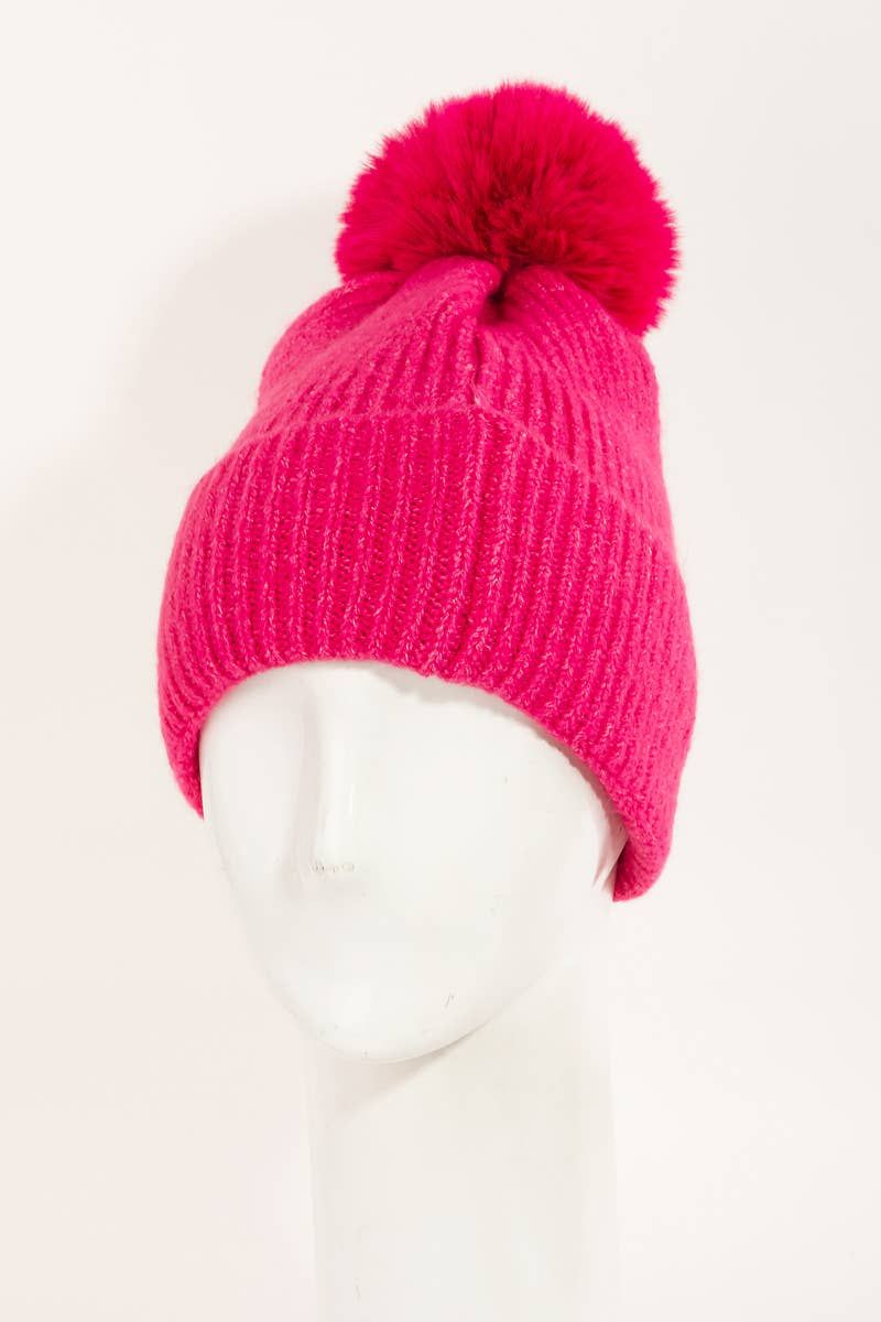 Pom Ribbed Extra Soft Beanie