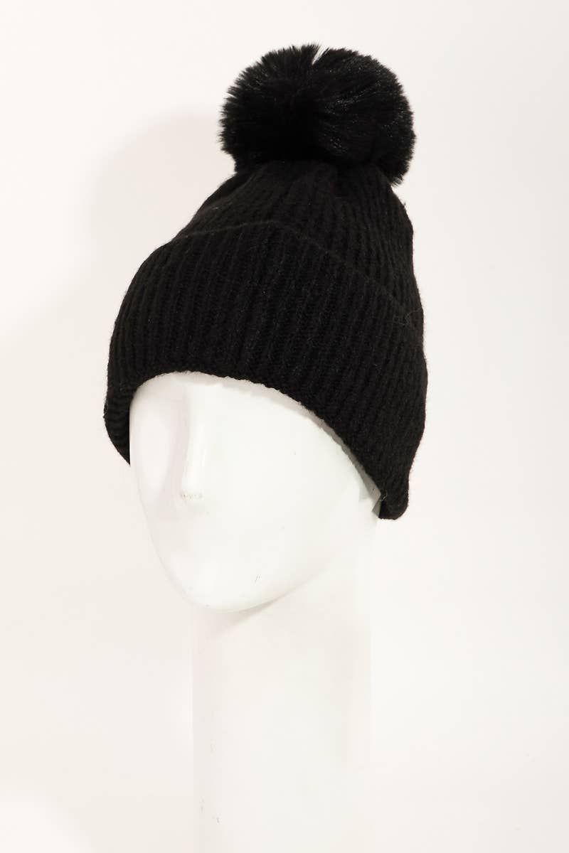 Pom Ribbed Extra Soft Beanie