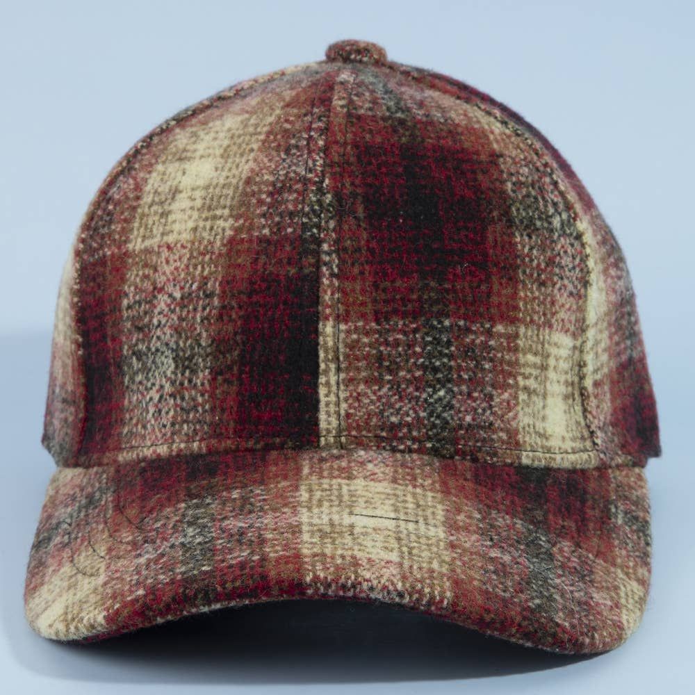 Shadow Plaid Curved Brim Baseball Cap