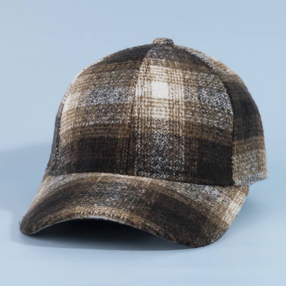 Shadow Plaid Curved Brim Baseball Cap, Color: KA