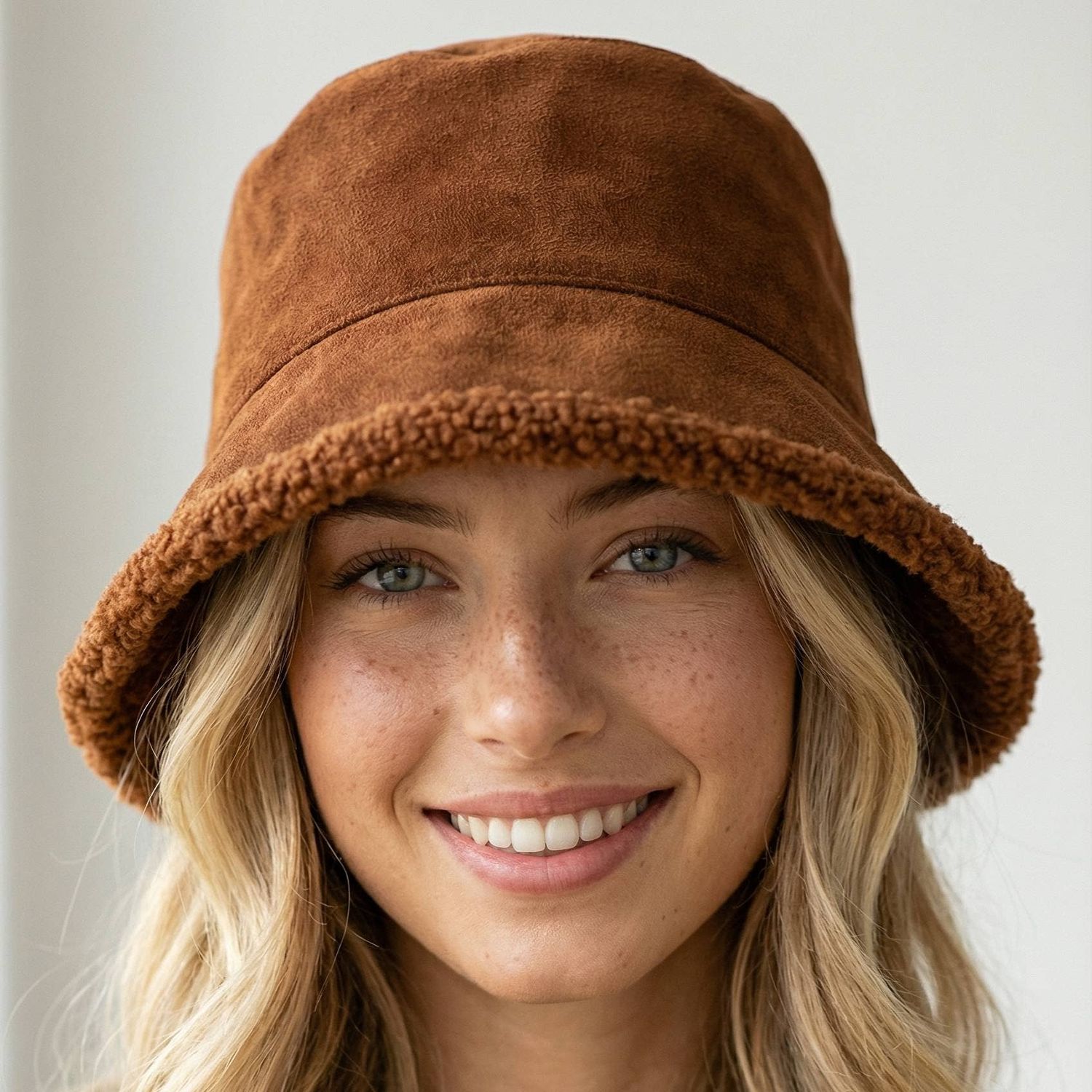 Faux Teddy Fur Bucket Hat, Color: IV