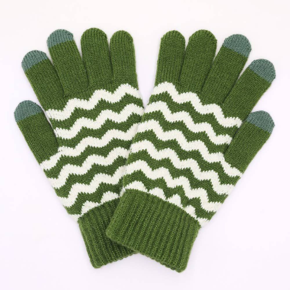 Chevron Stripe Touchscreen Knit Gloves