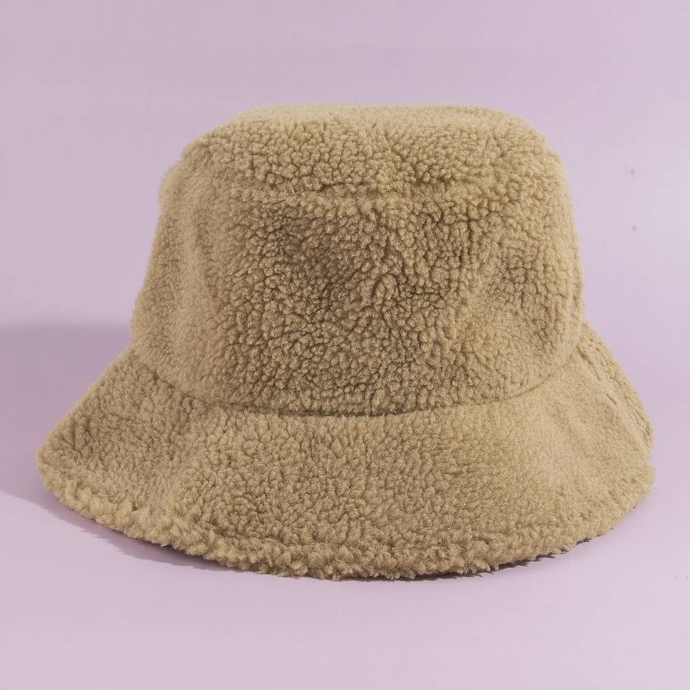Solid Sherpa Teddy Fleece Bucket Hat
