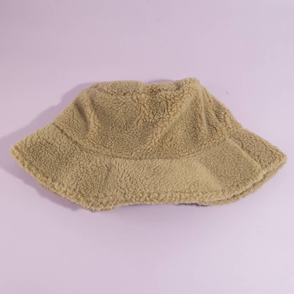 Solid Sherpa Teddy Fleece Bucket Hat