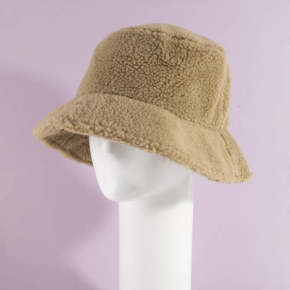 Solid Sherpa Teddy Fleece Bucket Hat