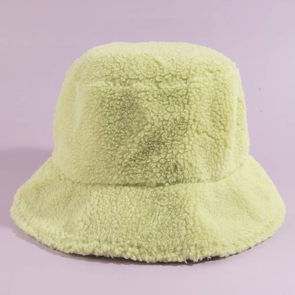 Solid Sherpa Teddy Fleece Bucket Hat