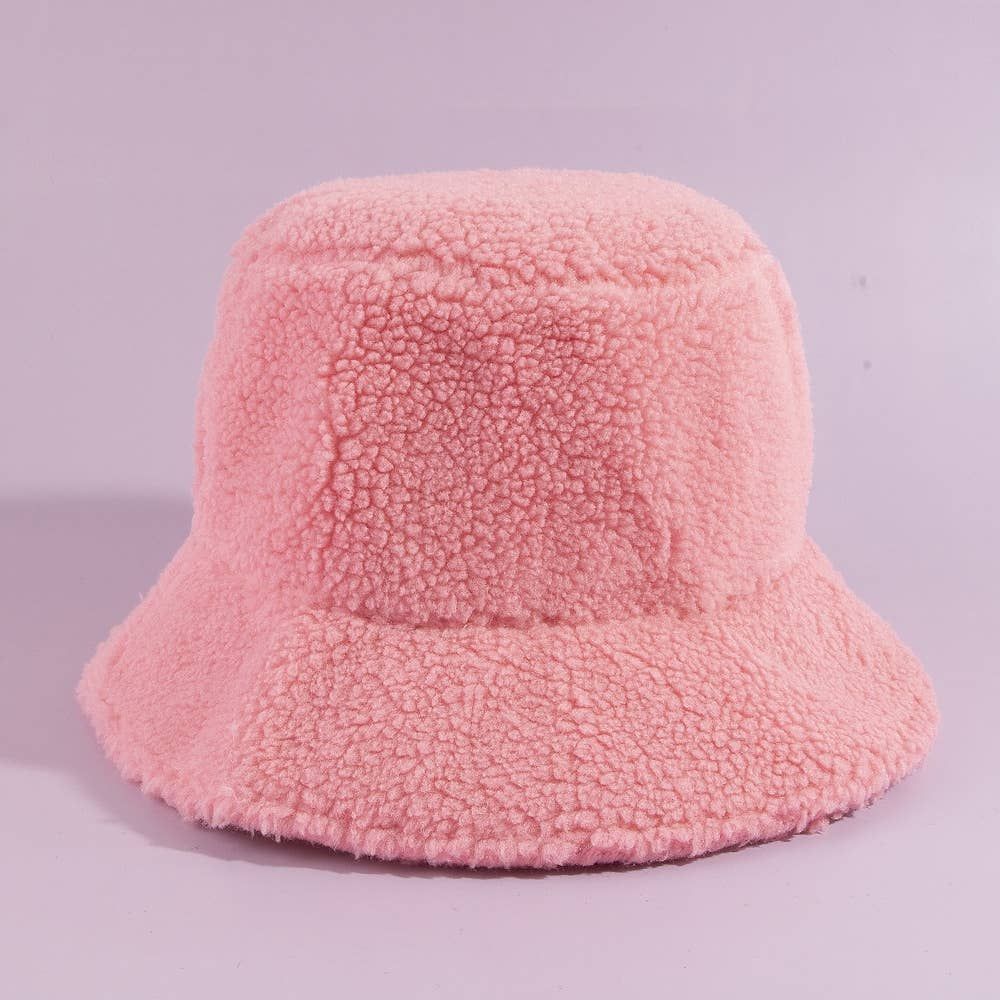 Solid Sherpa Teddy Fleece Bucket Hat