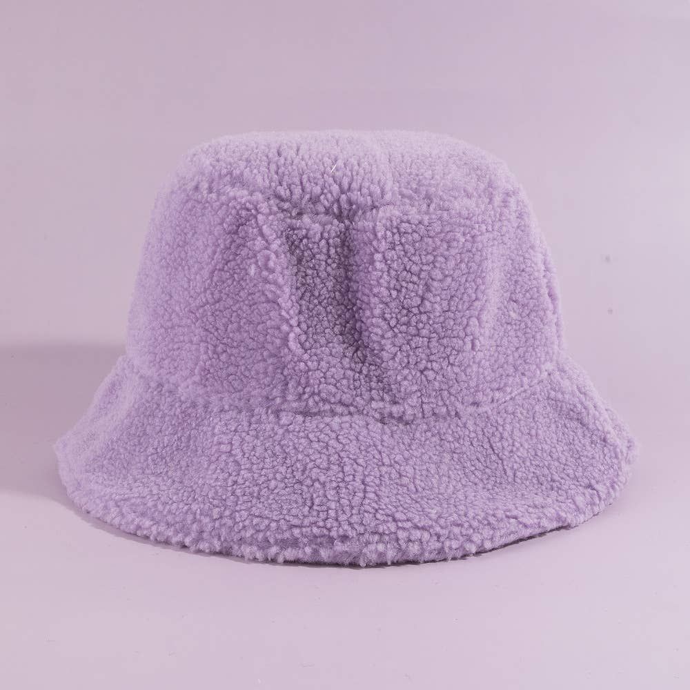Solid Sherpa Teddy Fleece Bucket Hat